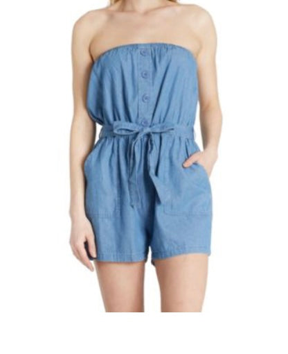 Strapless Denim Romper